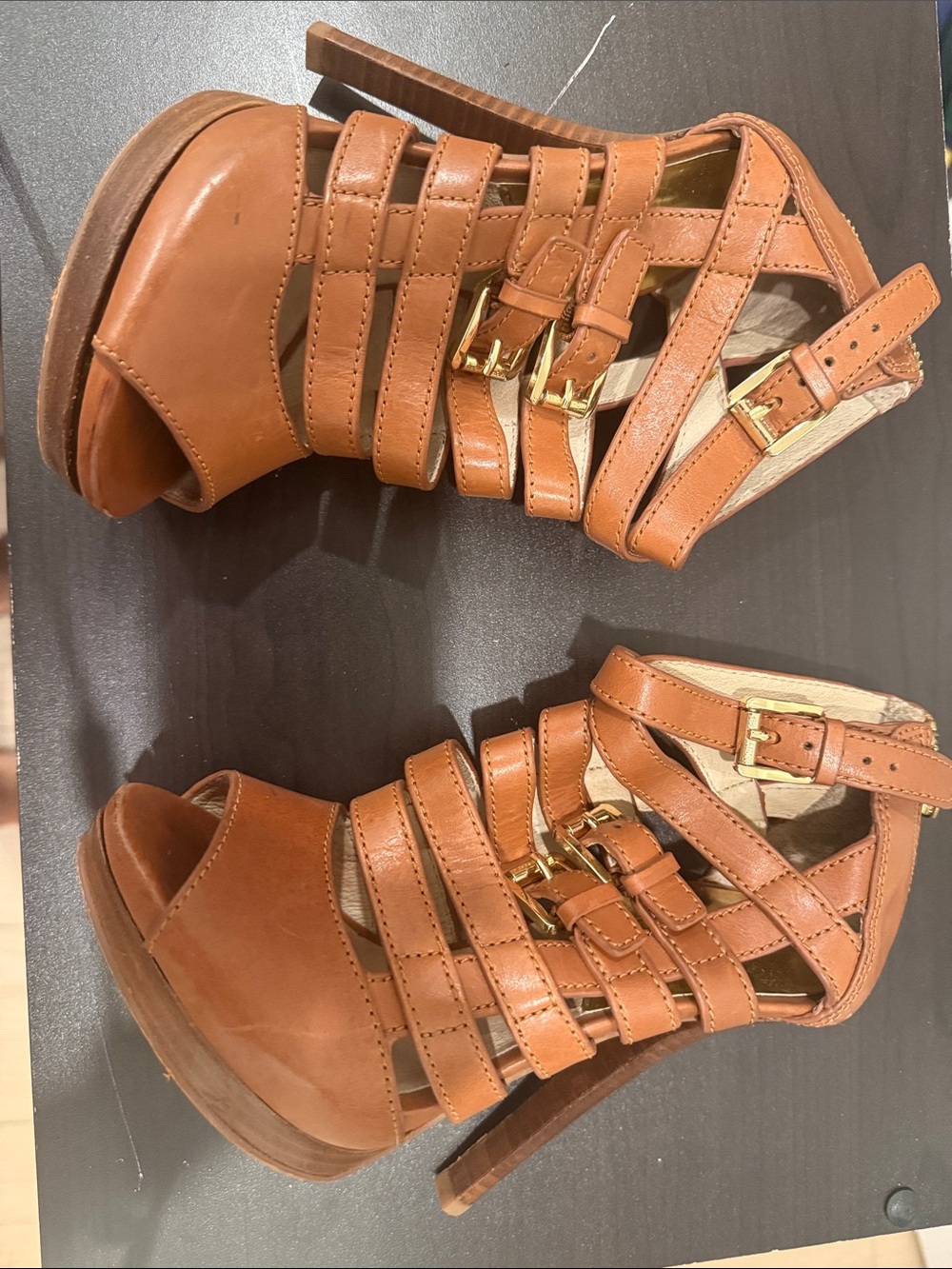 Brown Strappy High Heel Sandals - Women